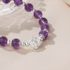 سوار ياسمينة طبيعي من الفضة عيار 925 على شكل زهرة اللوتس 925 Silver Natural Amethyst Lotus Bracelet
