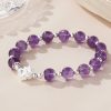 سوار ياسمينة طبيعي من الفضة عيار 925 على شكل زهرة اللوتس 925 Silver Natural Amethyst Lotus Bracelet