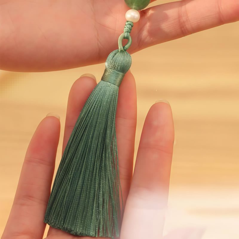 Mala Gelang Mutiara Kuarsa Stroberi Hijau Green Strawberry Quartz Pearl Wrist Mala