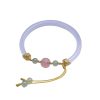Gelang Lotus Batu Agate Putih Alami Natural White Agate Lotus Bracelet