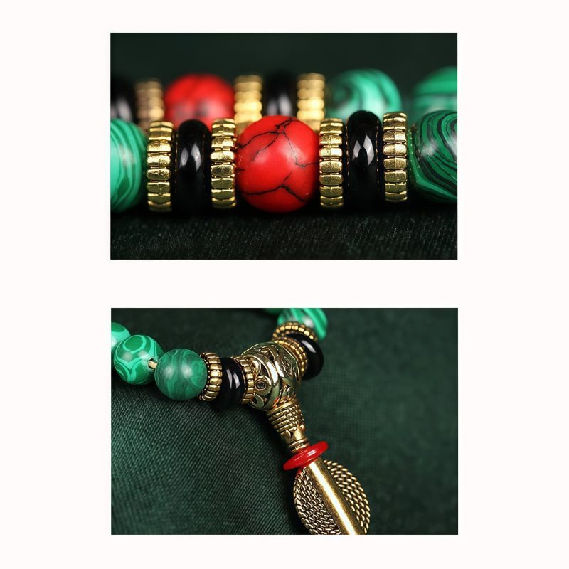 Collar de Mala de Malaquita Tibetana de 108 Cuentas Tibetan Malachite 108 Mala Beads Necklace