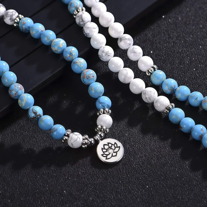 Pulseira de Turquesa Branca Tibetana de Bênção Tibetan White Turquoise Blessing Bracelet