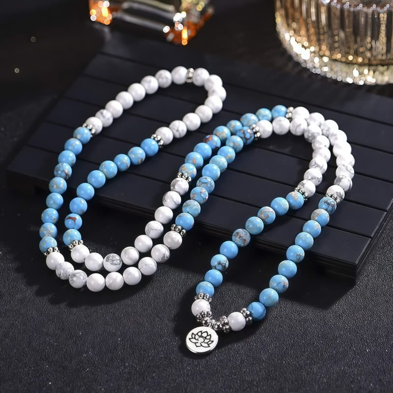 Pulseira de Turquesa Branca Tibetana de Bênção Tibetan White Turquoise Blessing Bracelet