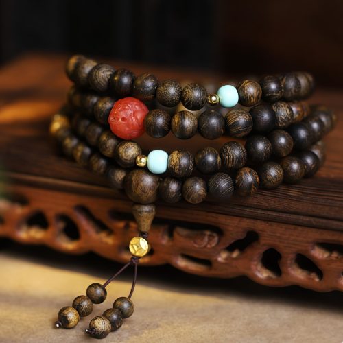 Pulsera de Meditación de Madera de Agar Turquesa con 108 Cuentas Pulsera de Meditación de Madera de Agar Turquesa con 108 Cuentas