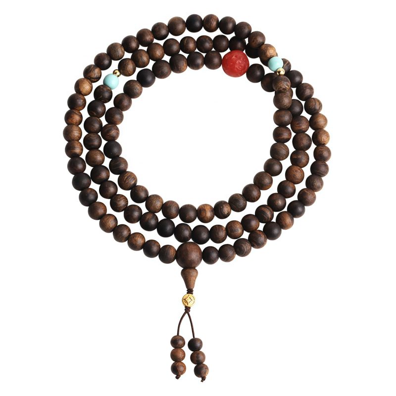 Gelang Meditasi Agarwood Turquoise dengan 108 Butir Turquoise Agarwood Meditation Bracelet with 108 Beads