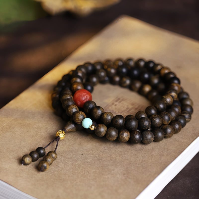 Gelang Meditasi Agarwood Turquoise dengan 108 Butir Turquoise Agarwood Meditation Bracelet with 108 Beads