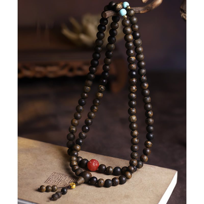Gelang Meditasi Agarwood Turquoise dengan 108 Butir Turquoise Agarwood Meditation Bracelet with 108 Beads