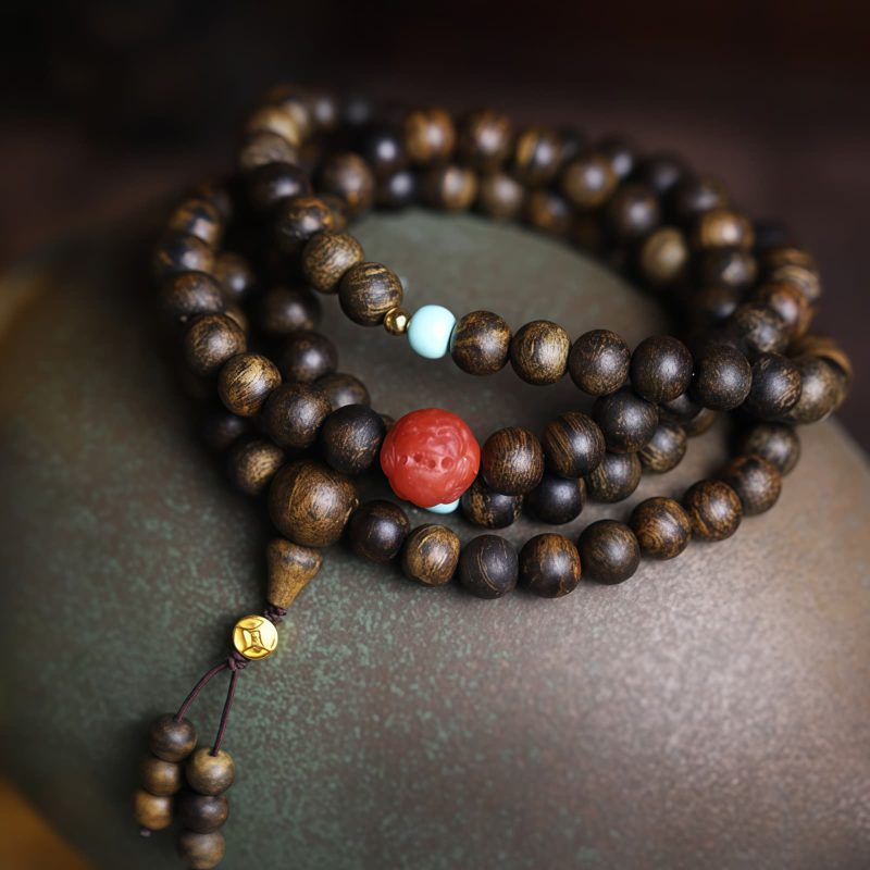 Gelang Meditasi Agarwood Turquoise dengan 108 Butir Turquoise Agarwood Meditation Bracelet with 108 Beads