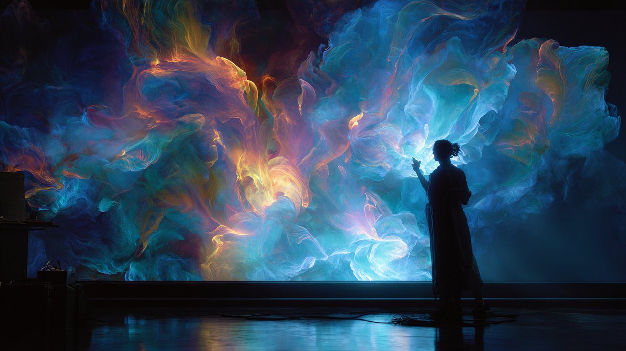 Generative AI creating new artistic forms guided by a human artist