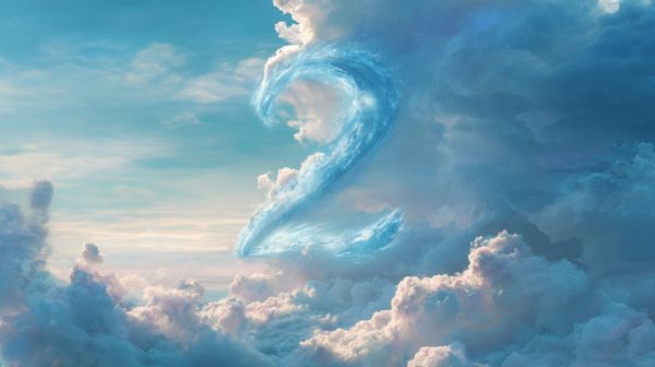 Angel Number 2 with cosmic glow