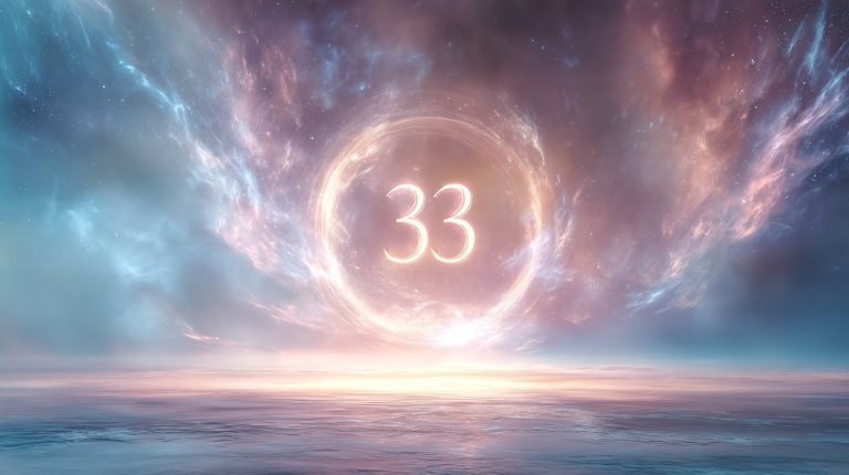 Ethereal representation of Angel Number 33 radiating healing energy.