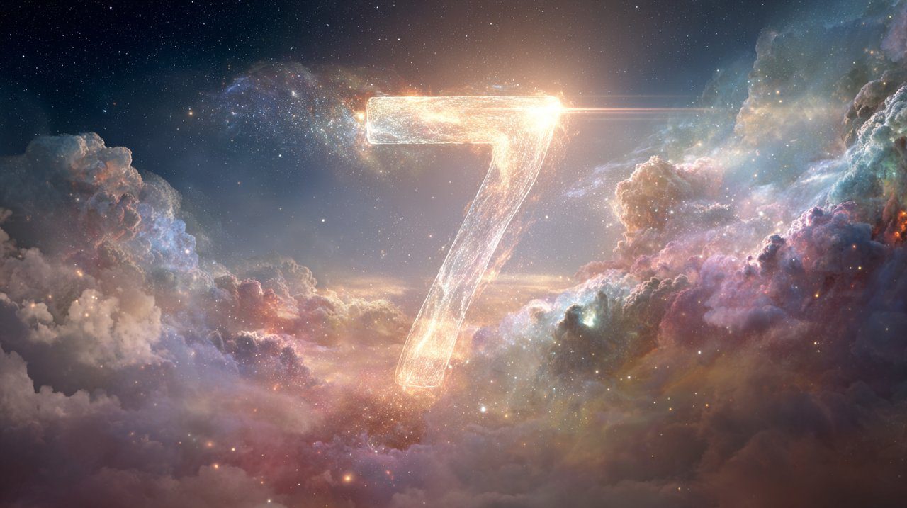 Angel Number 7 Glowing in a Celestial Sky