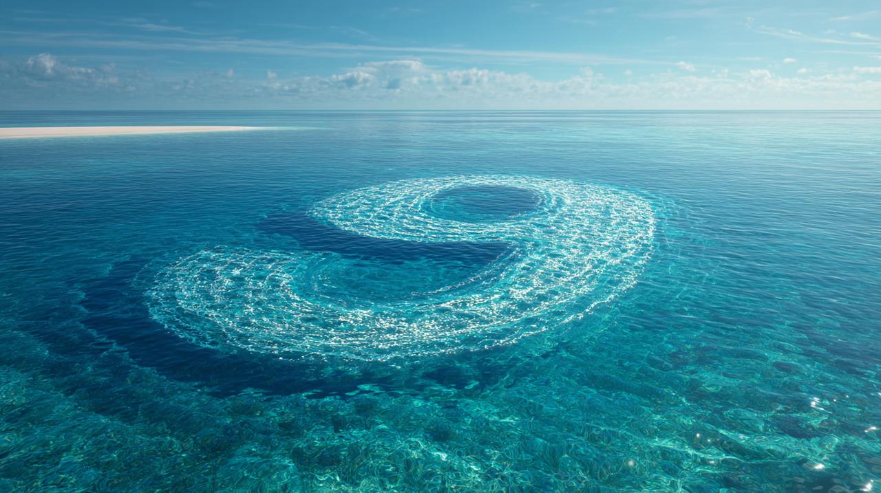Angel Number 9 formed by ocean currents
