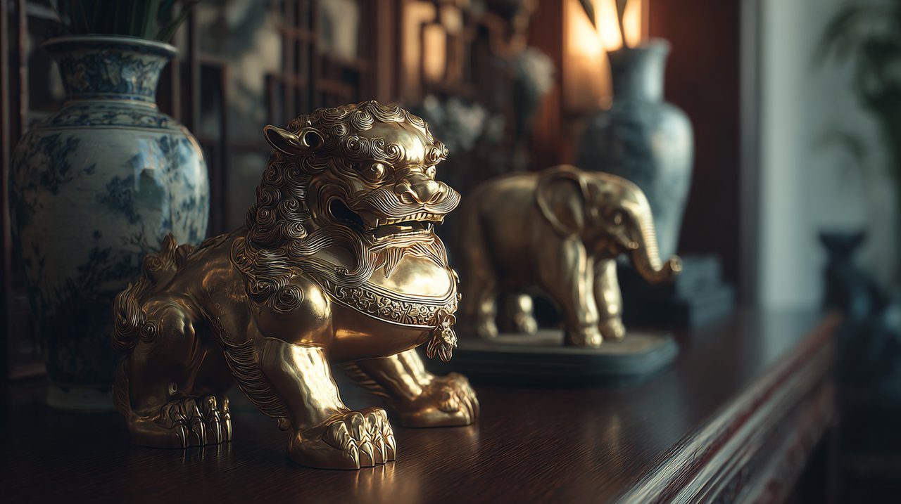 Golden Pixiu Statue in Home