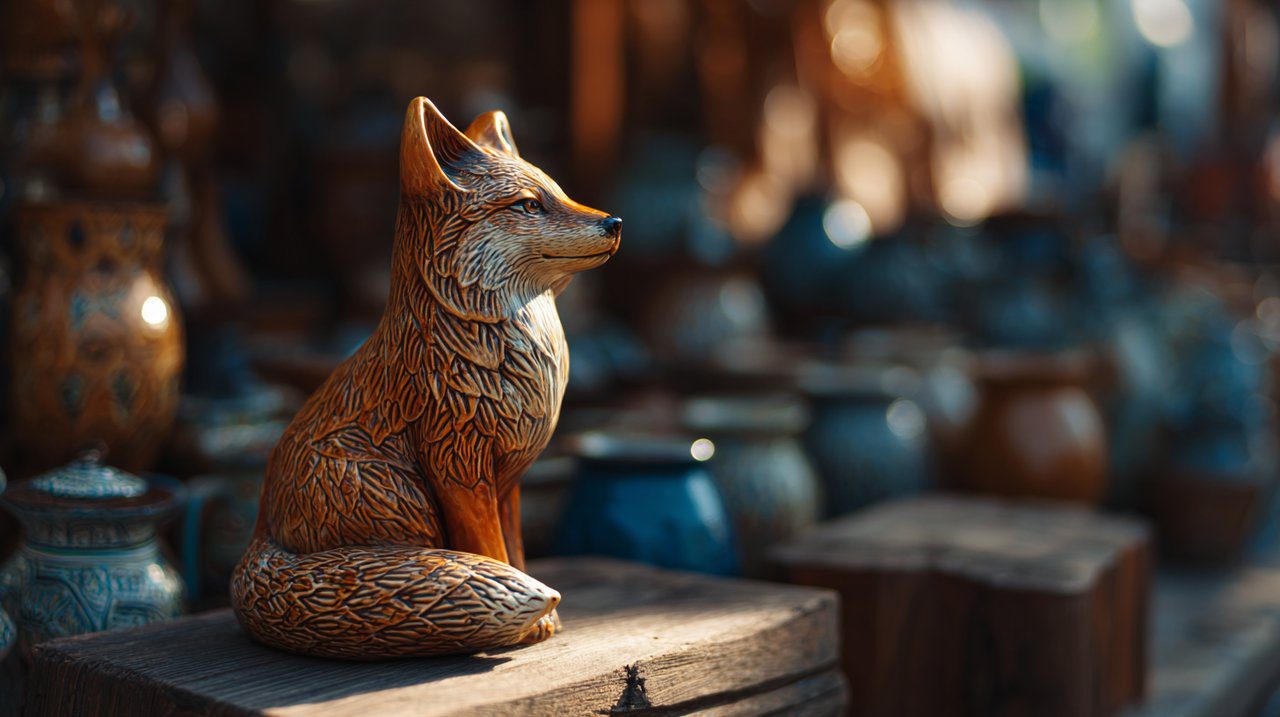 Handcrafted Ceramic Fox Figurine