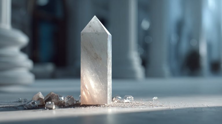 Luminous Selenite wand for spiritual cleansing and peace