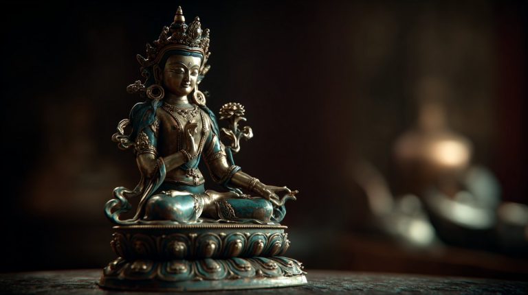 Serene Green Tara statue embodying active compassion
