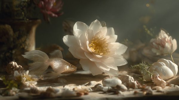 Eight Auspicious Symbols in a serene setting