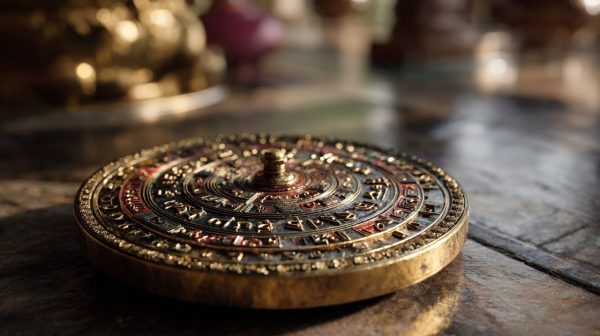 Intricately crafted Tibetan handheld mantra wheel