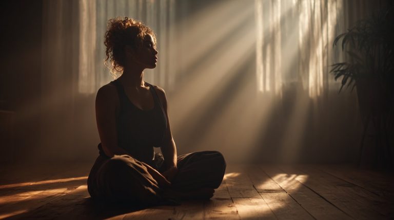 Person Meditating in Sacred Space
