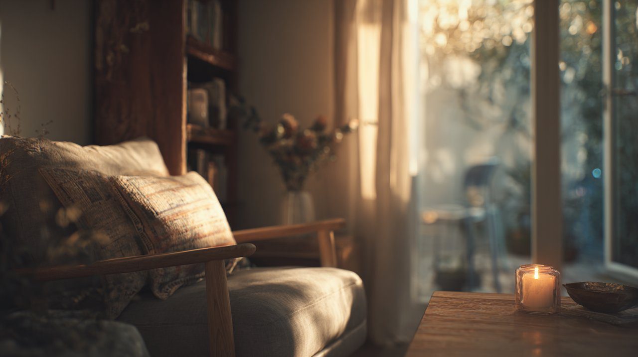 A subtle Namaste sign enhancing a peaceful living space