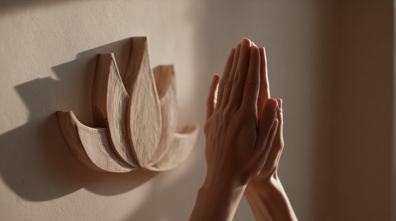 A minimalist Namaste sign with hands in Anjali mudra
