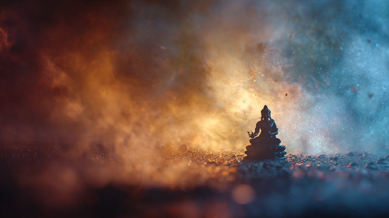 A conceptual image of balance and spiritual growth, featuring elements inspired by Nataraja.