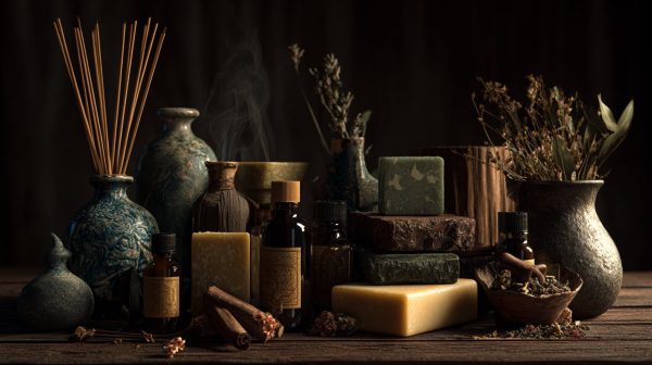 An array of natural aromatic wellness products