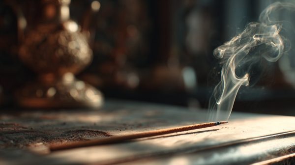 Spikenard incense burning, representing ancient aroma and intention.
