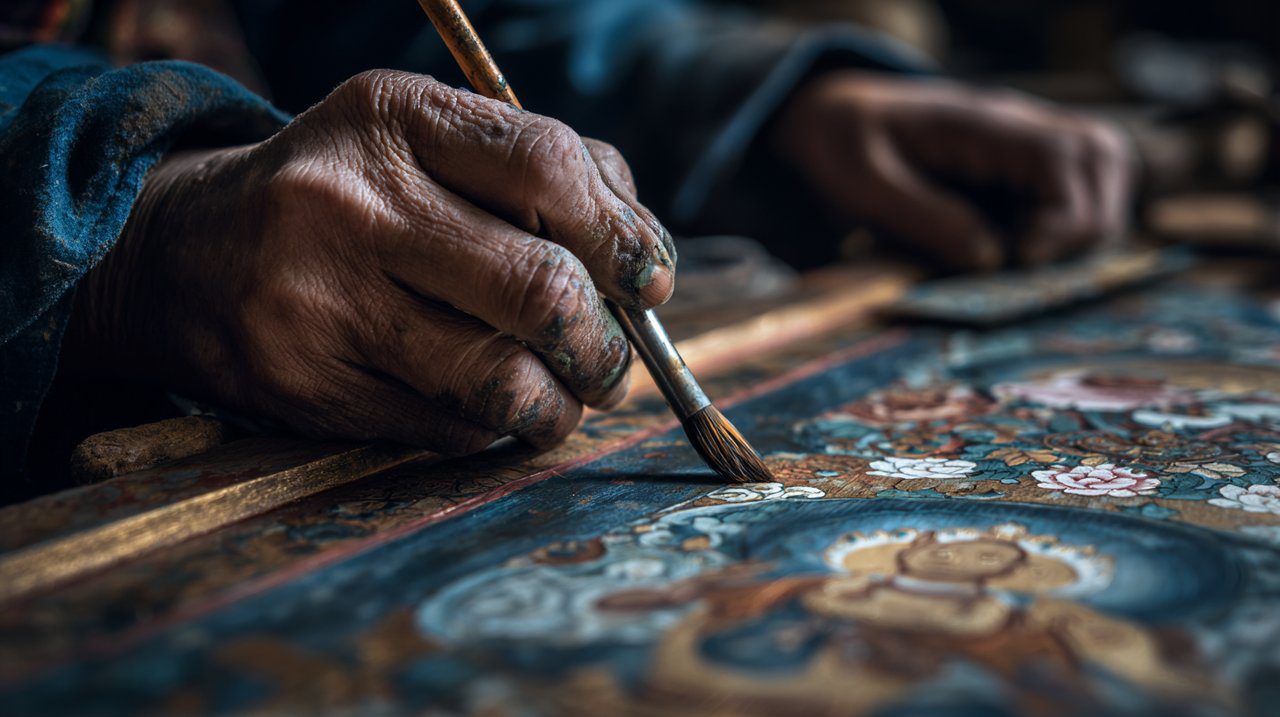 Tibetan Frame Artisan at Work
