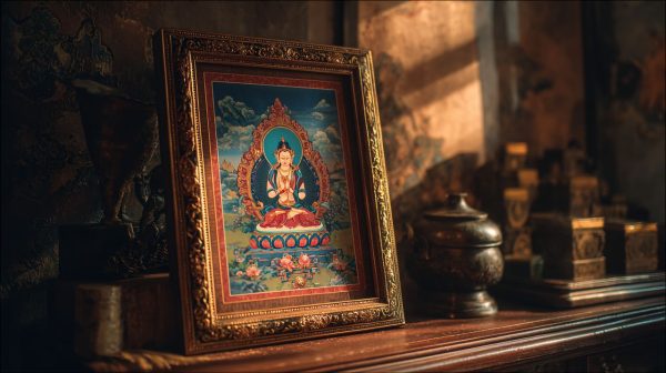 Ornate Tibetan Frame with Thangka