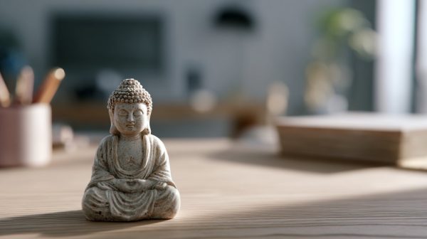 Small Traveling Buddha on a minimalist desk