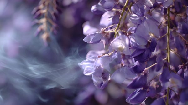 Wisteria Blossoms with Incense Smoke