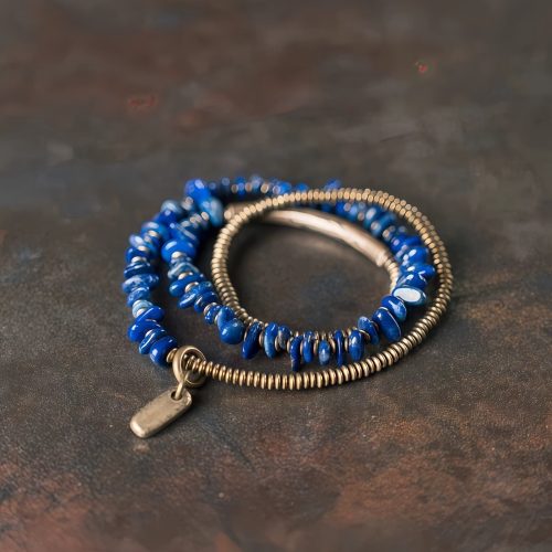 Pulsera Multicapa de Lapislázuli Tibetano Hecha a Mano Pulsera Multicapa de Lapislázuli Tibetano Hecha a Mano